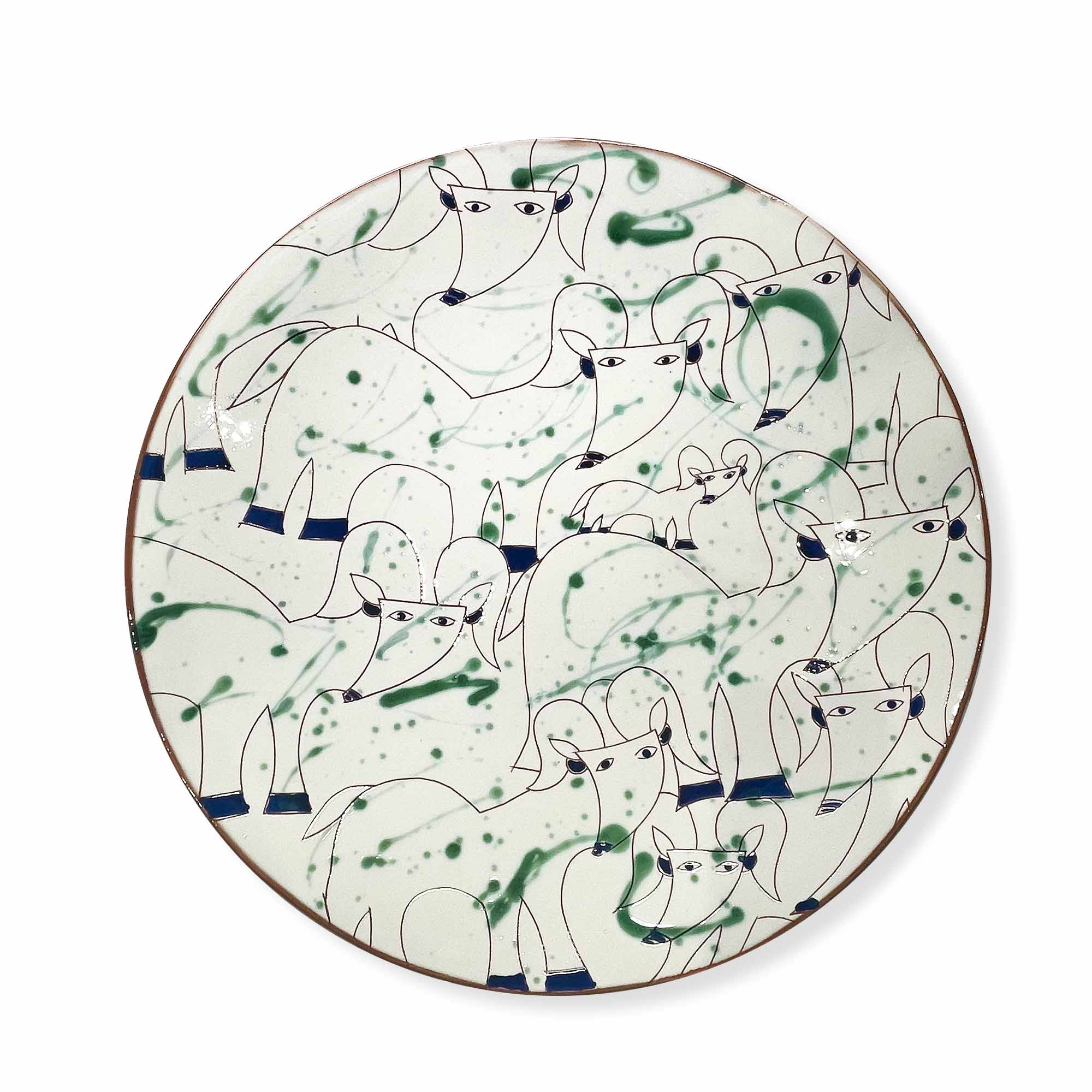 Sgraffito Serving & Decorative Plate With Taurus Motifs - Red