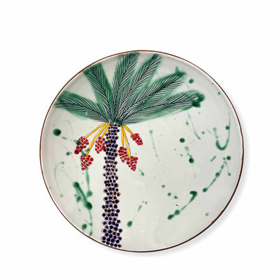 Medium Round Serving Bowl with Single Palm & Red Dates