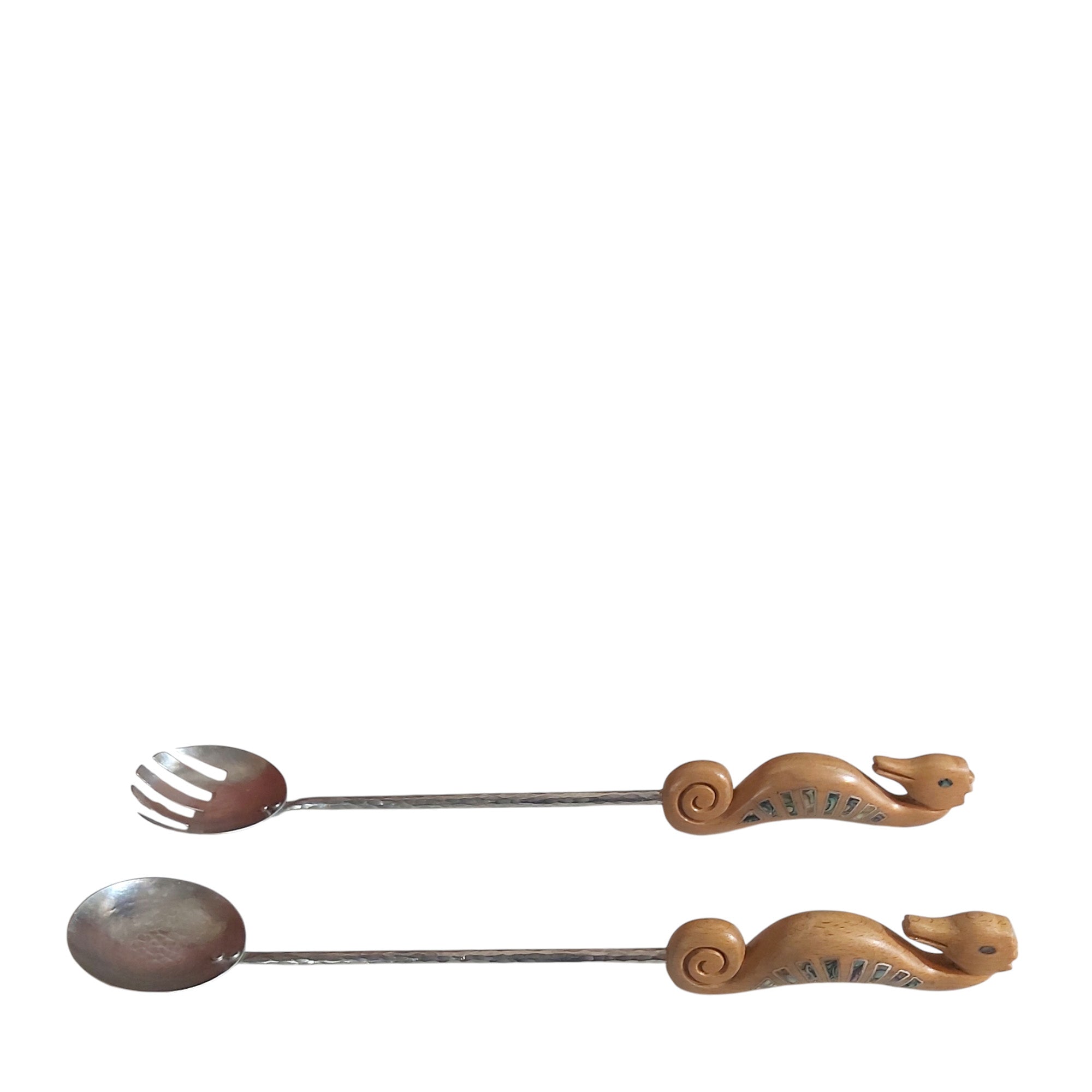 Salad Set with Sea Horse Handles - Grey