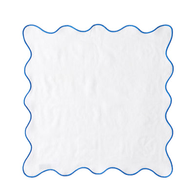 Scallop Napkin White & Blue 45 x 45cm