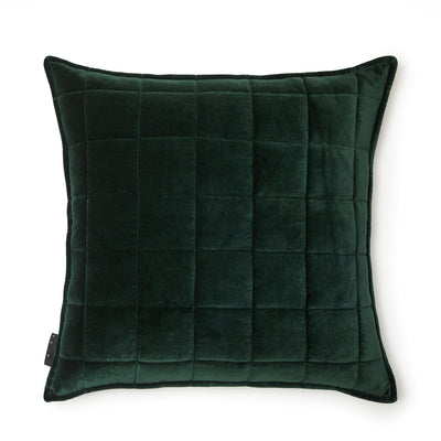 Quilted Velvet Cushion Cover in Emerald