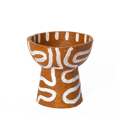 Squiggle Mbabane Bowl in Ochre & White