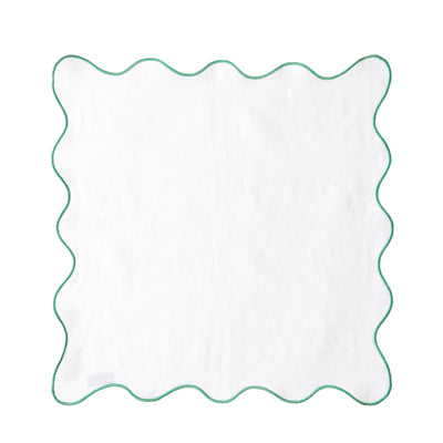 Scallop Napkin White & Green 45 x 45cm