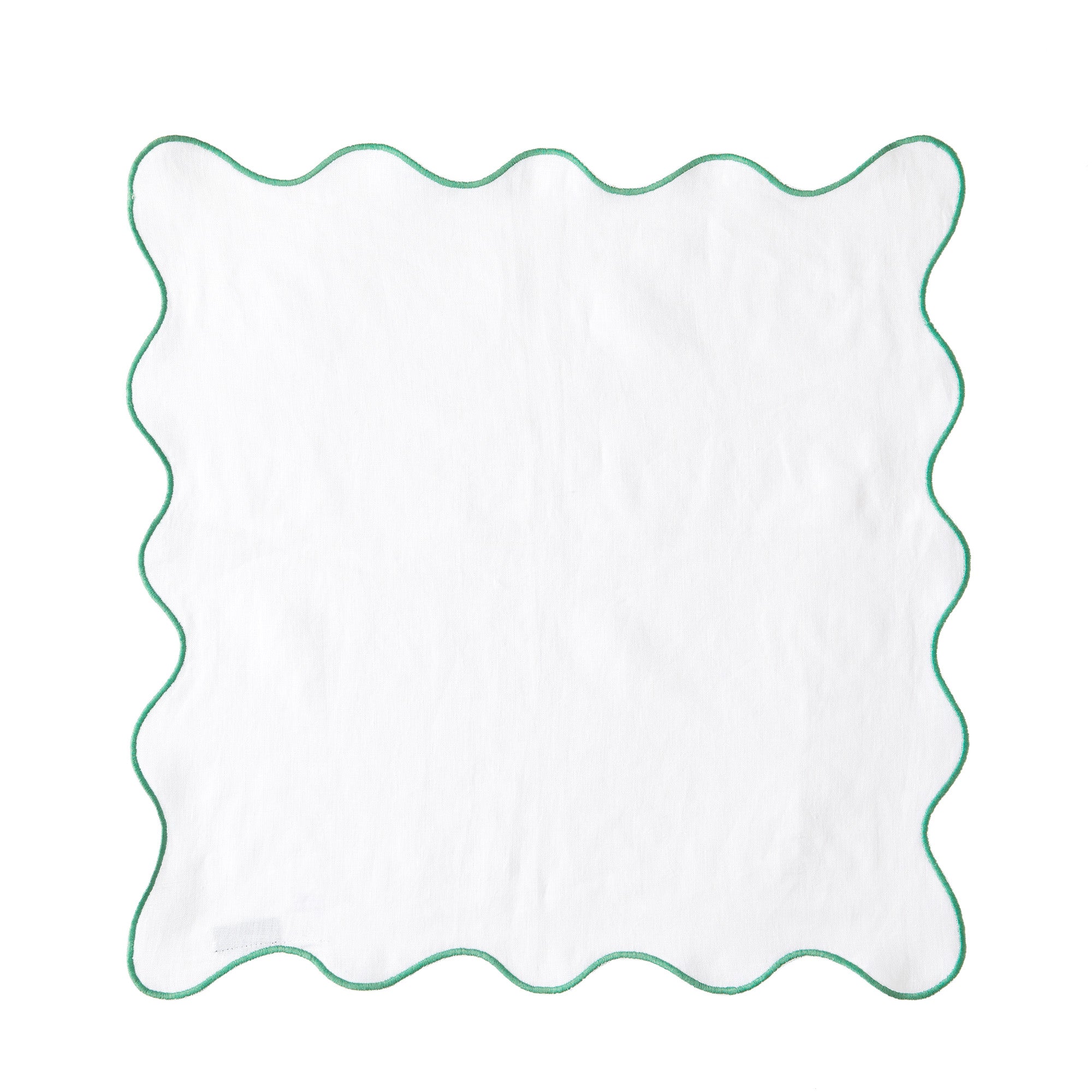 Scallop Napkin White & Green 45 x 45cm