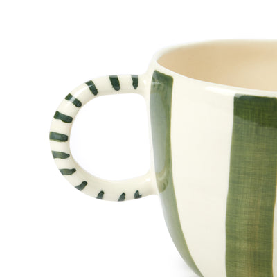 Striped Stoneware Mug Green