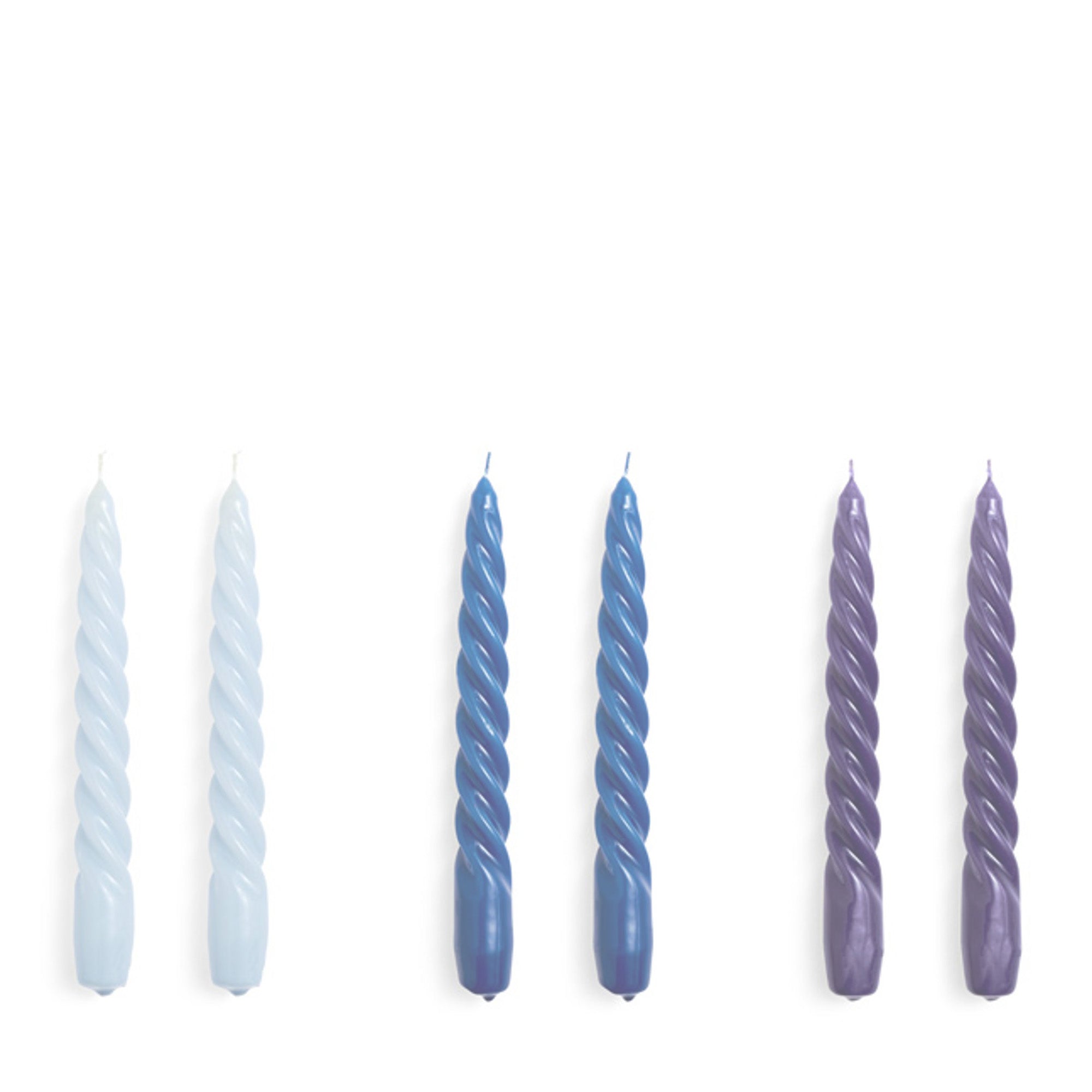 Candle-Twist Set Of 6-Light Blue - Blue And Purple